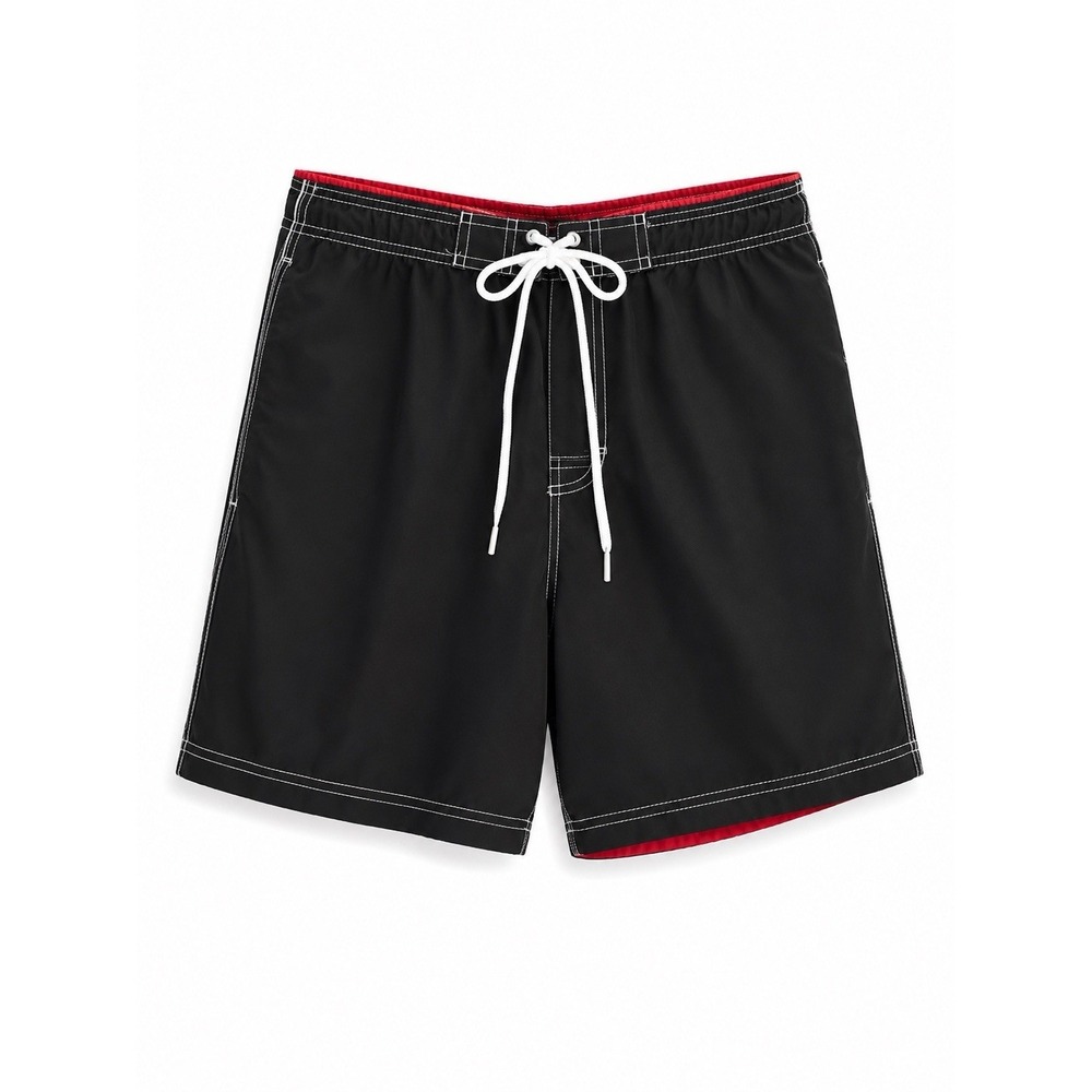 Speedo Mens Marina Volley Swim Trunks Black Red Board Shorts Cargo Pocket